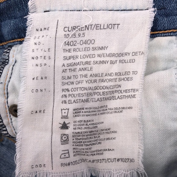 Current/Elliott Womens Size 24 The Rolled Skinny in Super Loved & Embroidery - Picture 6 of 9